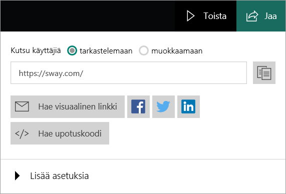 Swayn jakaminen Microsoft-tilistä