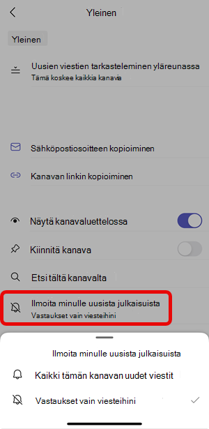 iOs-kanavan ilmoitukset valittu