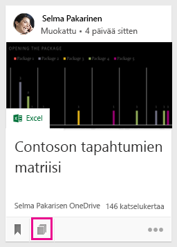 Napsauttamalla kuvaketta voit lisätä tiedoston tauluun ja näet, mihin tauluihin tiedosto on lisätty