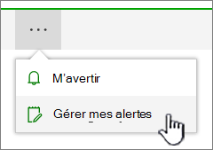 Bouton Gérer les alertes SharePoint Online mis en surbrillance