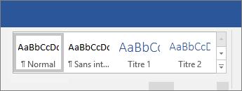 Options d’application de styles du ruban de Word