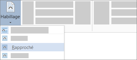 Option d’habillage de texte Rapproché sur le ruban