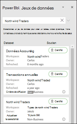 Tableau croisé dynamique à partir de Power BI