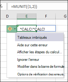 #CALC de tableau imbriqué ! erreur