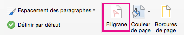 Option Filigrane mise en évidence sous l’onglet Création