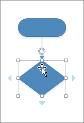 Pointez sur la forme nouvellement ajoutée pour afficher les flèches Connexion automatique permettant d’ajouter une autre forme.