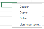 Cliquez avec le bouton droit pour afficher les commandes Copier, Couper et Coller