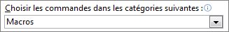 Commandes pour la barre d’outils Accès rapide