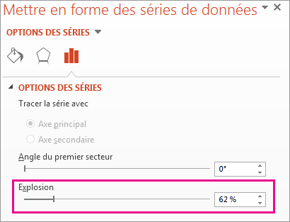 Curseur Explosion dans le volet Format de série de données