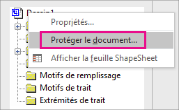 Option Protéger le document dans l’Explorateur de dessins dans Visio 2016