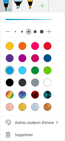 Couleurs et effets d’entrée manuscrite pour le dessin avec des entrées manuscrites dans Office sur Windows Mobile