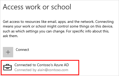 Accéder à l’écran de votre travail ou de votre établissement scolaire avec un compte Contoso connecté