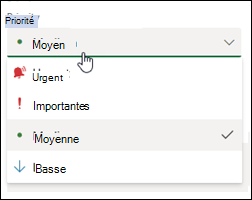 Options de priorité