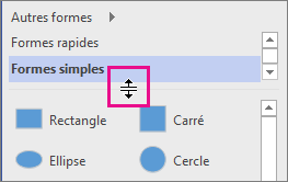 Cliquez sur le séparateur sans relâcher pour le déplacer dans la fenêtre Formes