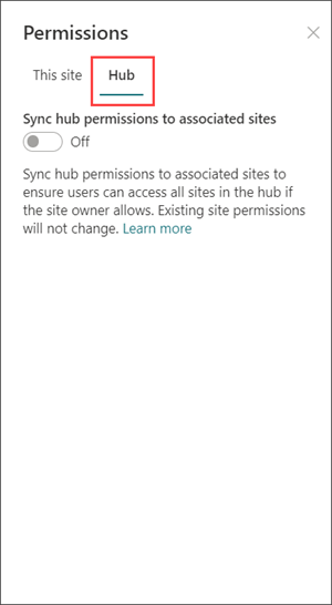 Hubs permissions panel