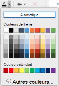 Menu déroulant Couleur de police dans OneNote pour Mac