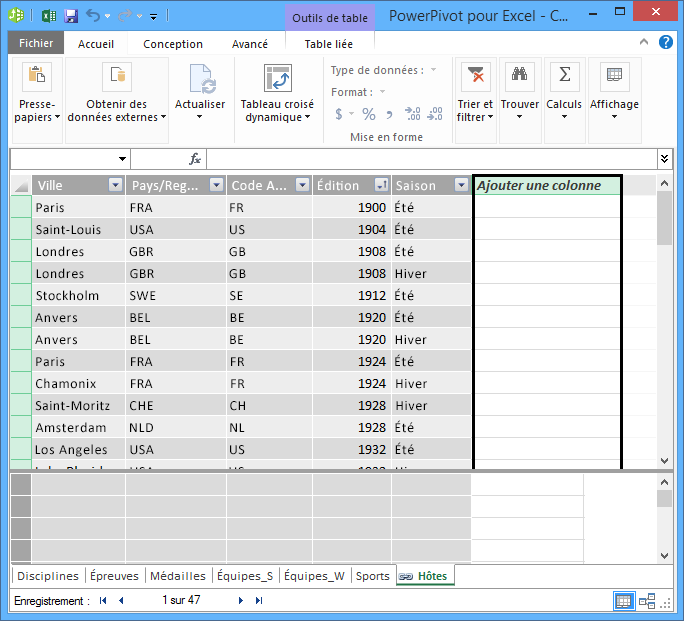 Utiliser Ajouter une colonne pour créer un champ calculé en utilisant DAX