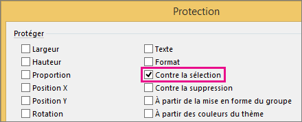 Option À partir de la sélection dans la boîte de dialogue Protection dans Visio 2016