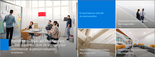 Composant WebPart Hero sur le site de communication