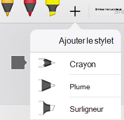 La galerie de stylets dans Office pour iPad et iPhone comprend une texture crayon