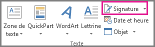 La commande Ligne de signature sous l’onglet Insertion