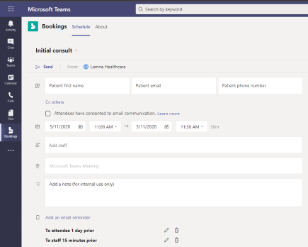 Créer une réservation dans l’application Bookings dans Microsoft Teams