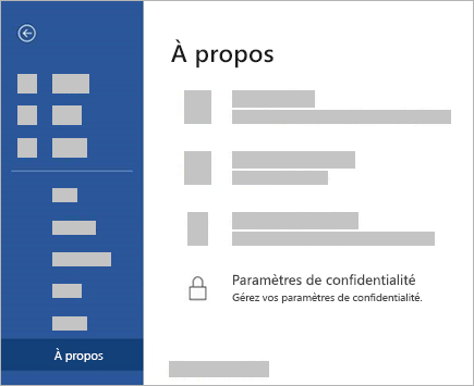 Capture d’écran du bouton Paramètres de confidentialité