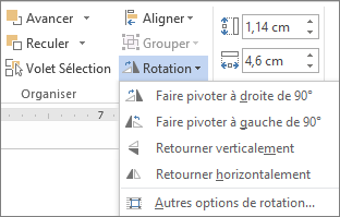 Options du menu Rotation