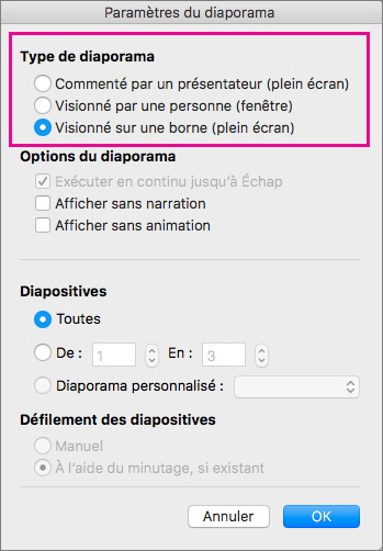 Afficher les options de type