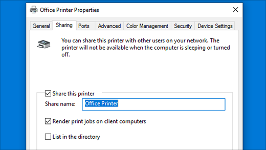Partager une imprimante dans les Propriétés de l’imprimante
