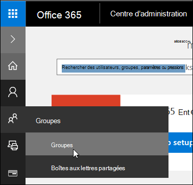 Sélectionner des groupes dans le volet de navigation de gauche pour accéder aux groupes dans votre client Office 365