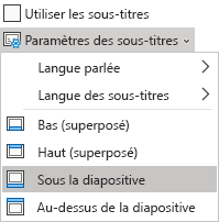 Options des sous-titres et des légendes dans le ruban classique de PowerPoint Online