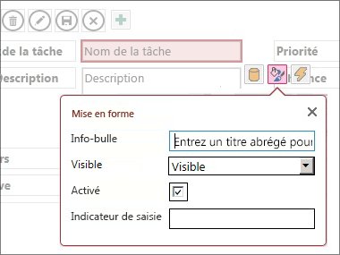 Vue en mode d’édition, avec les paramètres Mise en forme d’une zone de texte.