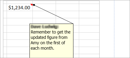 Ajouter une note à votre feuille de calcul