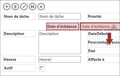 Lorsque vous déplacez un contrôle dans une vue, les autres contrôles sont automatiquement ajustés.