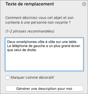 Texte de remplacement dans PowerPoint pour Mac