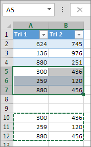 Le fait de coller des données en dessous du tableau a pour effet de développer le tableau pour les inclure