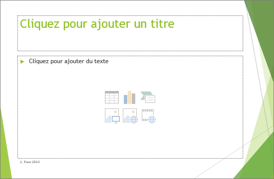 Une diapositive Titre et Contenu avec deux espaces réservés