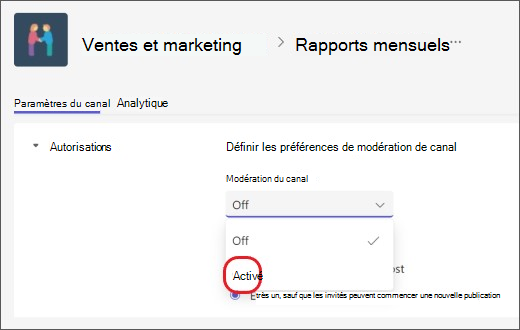 activer la modération des canaux