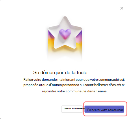 Capture d’écran de l’option de fonctionnalité de votre communauté lorsqu’un message s’affiche dans l’équipe Microsoft (gratuite) sur le bureau.