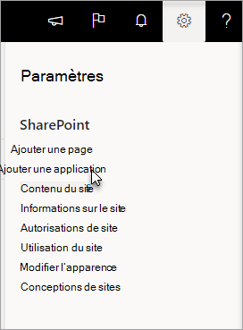 Menu Paramètres avec l’application Ajouter une application mise en évidence