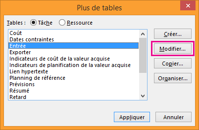 More Tables dialog box