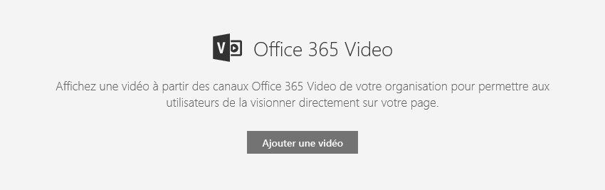 Capture d’écran de la boîte de dialogue d’ajout de vidéo Office 365 dans SharePoint.