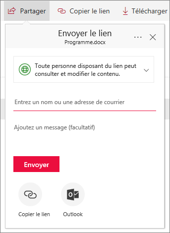 Partager un fichier ou un dossier dans OneDrive Entreprise