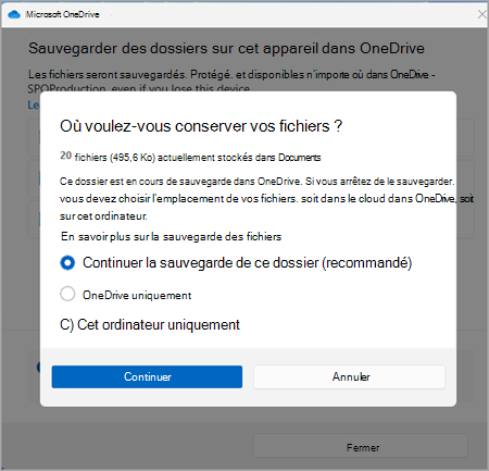 sauvegarde onedrive capture d’écran d’une version trois