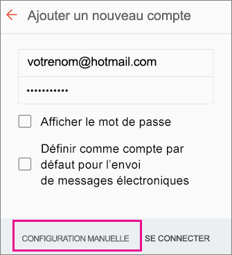 Sélectionnez Configuration manuelle