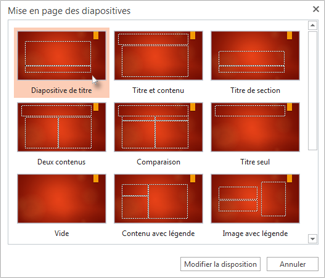 Modifier la disposition d’une diapositive