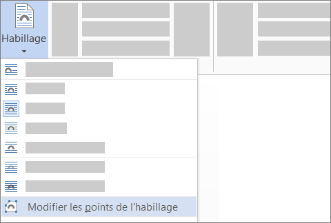 Option Modifier les points de l’habillage de l’option Habiller le texte sur le ruban