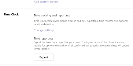 Exportation d’un rapport d’horloge dans Microsoft Teams Shifts