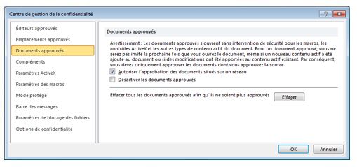 Zone Documents approuvés du Centre de gestion de la confidentialité